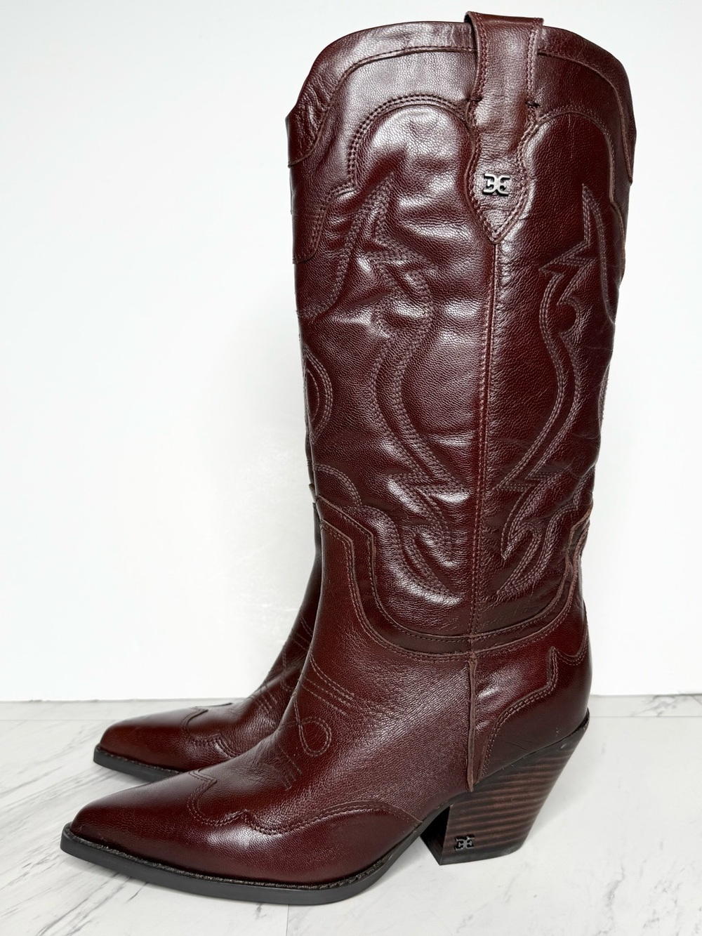New! Sam Edelman James Western Brown Leather Boot 8M